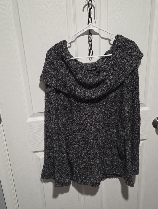 Daisy Fuentes Sweaters - Daisy Fuentes Charcoal Off-Shoulder Cowl Sweater